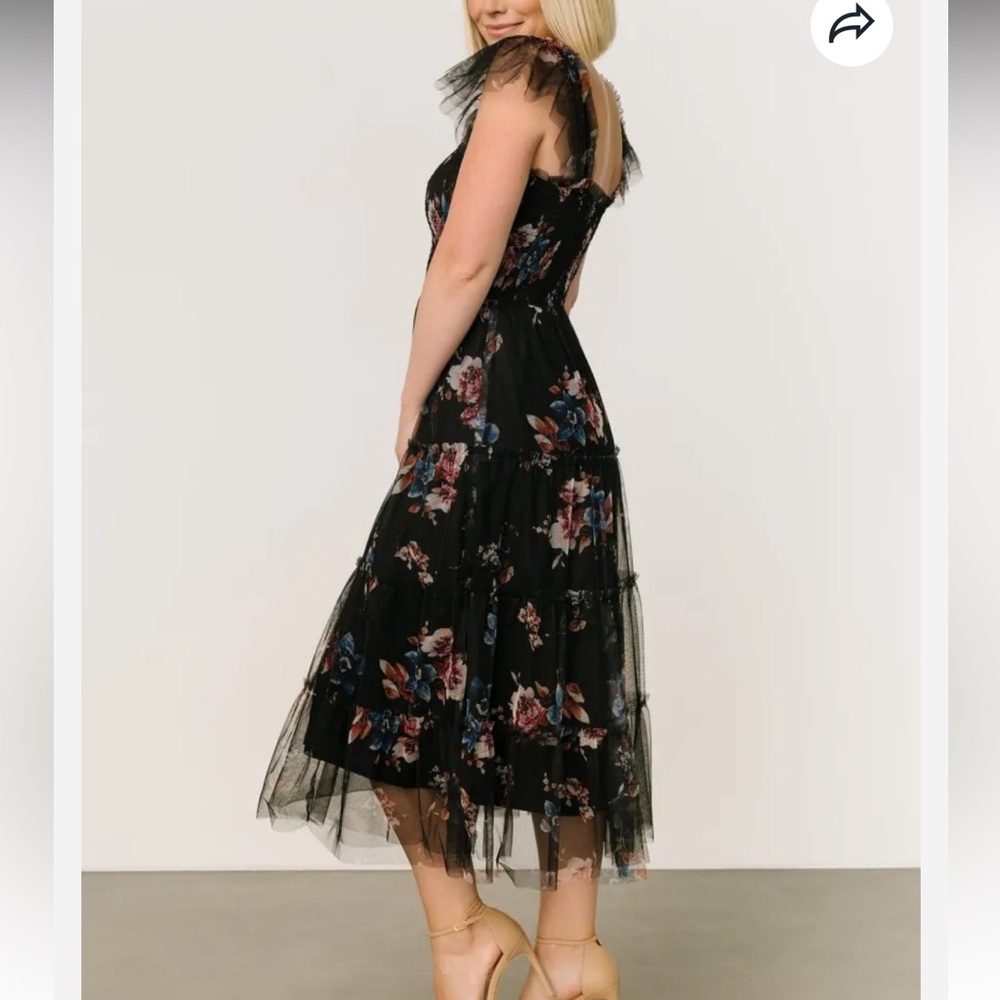 Baltic Born Black Floral Midi Dress - Picture 2 of 6